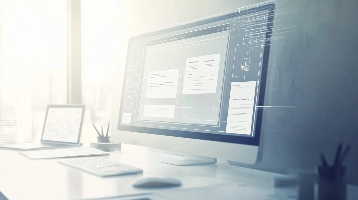 Digital concept of a professional business website displayed on a laptop